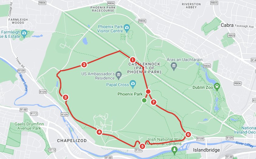 Bike course map with numbered junctions